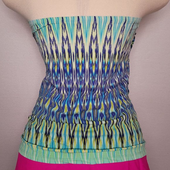 Halter Tankini Swim Top Ombre Blues - Picture 6 of 8